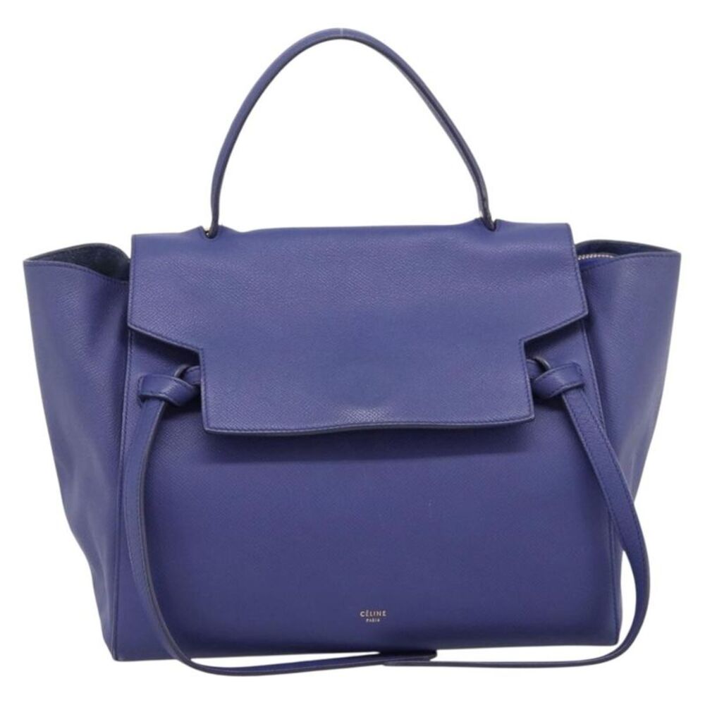 Celine Belt Leather Blue Leather Handbag